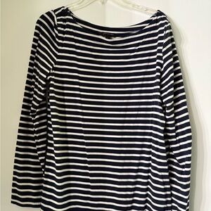Banana Republic Navy and White Striped Blouse